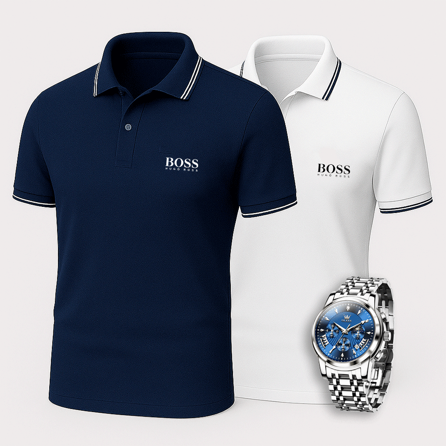 [Buy 2 Pay 1] 2-Pack Premiere Polo Shirts + Exclusive Watch