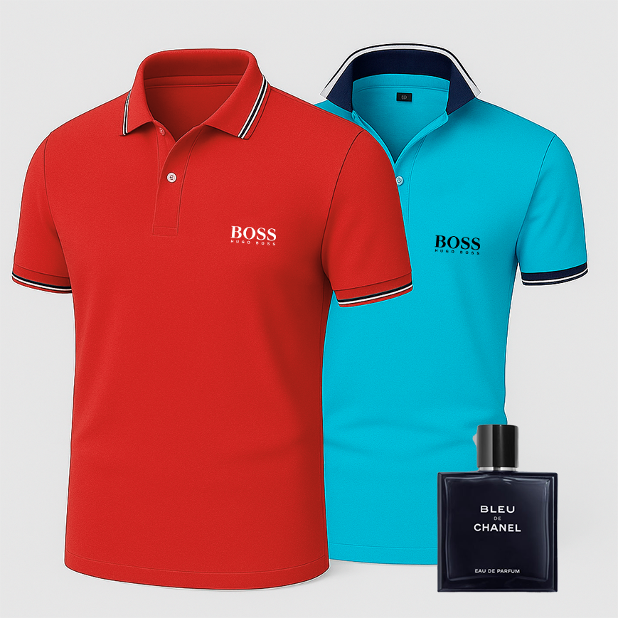 [BUY 1 GET 2] Premiere Polo Shirt Kit – 2 Premium Polos + Free Luxury Fragrance