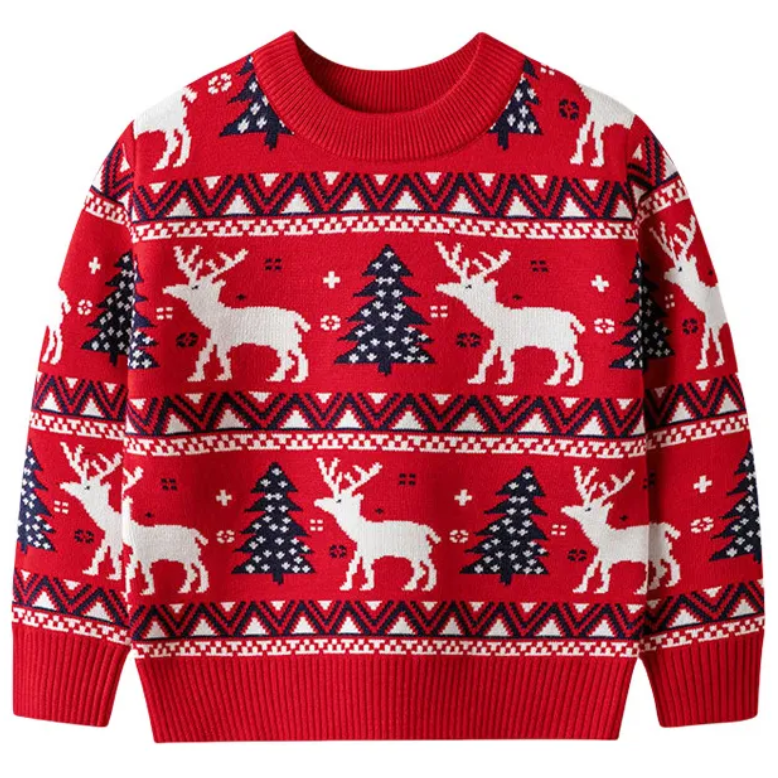 Christmas Reindeer Wool Sweater for Parents and Children