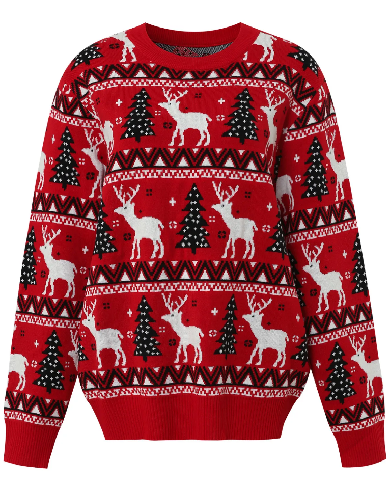 Christmas Reindeer Wool Sweater for Parents and Children