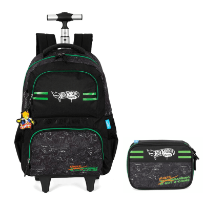 Kit Mochila De Rodinha E Costas + Estojo Box do Hot Wheels Skate