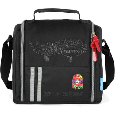 Kit Mochila De Rodinha E Costas + Lancheira Térmica + Estojo Box do Hot Wheels Skate Cinza