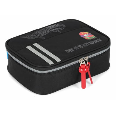 Kit Mochila De Rodinha E Costas + Lancheira Térmica + Estojo Box do Hot Wheels Skate Cinza