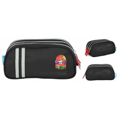 Kit Mochila De Rodinha E Costas + Lancheira Térmica + Estojo Triplo do Hot Wheels Skate Cinza