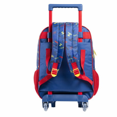 Kit Mochila de Rodinhas Escolar Tam.16 + Lancheira Térmica + Estojo Duplo do Relâmpago McQueen